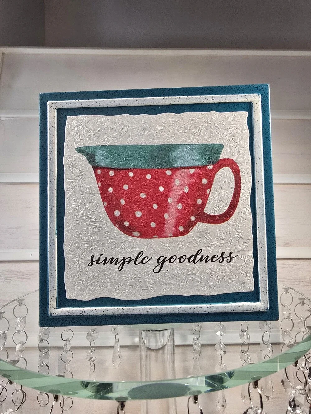 The Pioneer Woman Simple Goodness Polka Dot Teacup Wall Plaque - Red & Teal